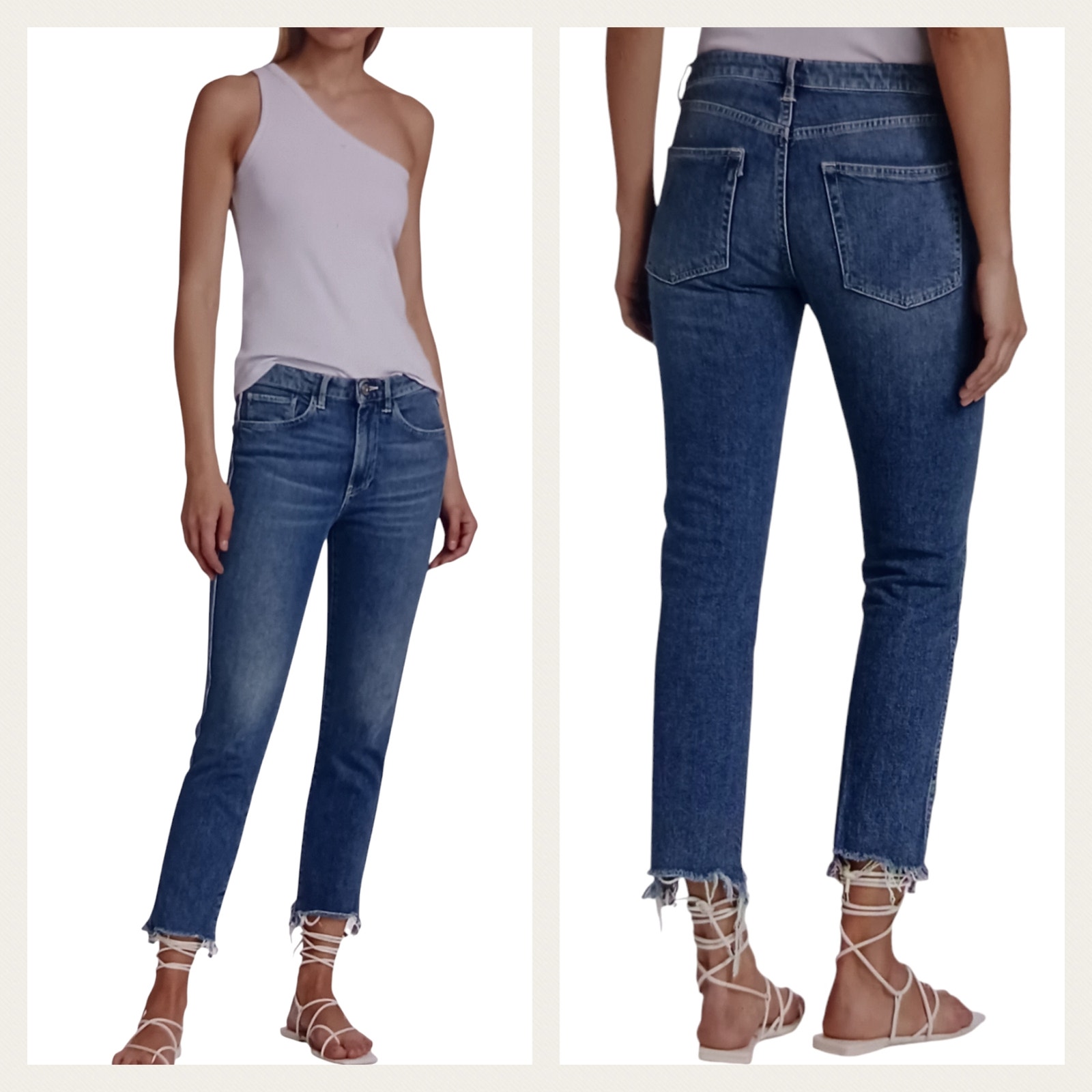 3 X 1 High Rise Distressed Hem Jeans Guc $265 Size 29 J1125